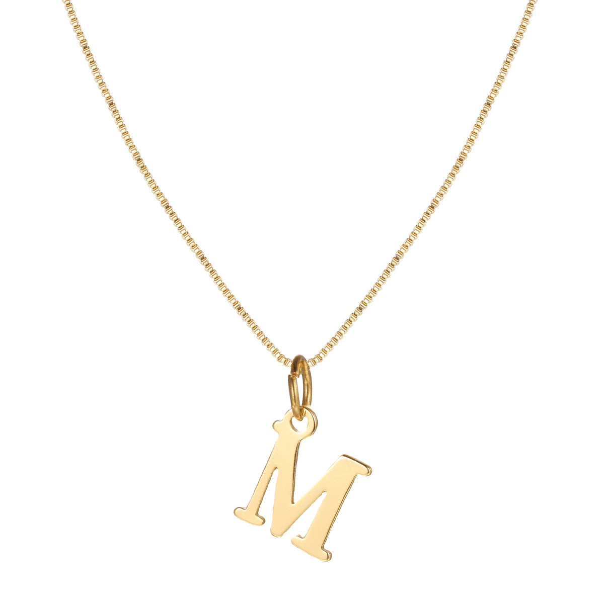 14k Minimal Serif Initial Necklace