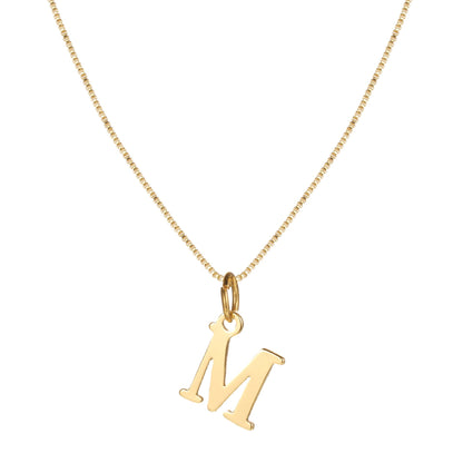 14k Minimal Serif Initial Necklace