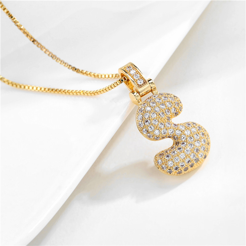 14k Diamond Dazzle Bubble Initial Necklace