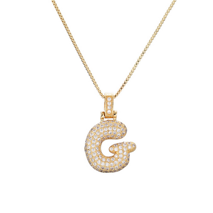 14k Diamond Dazzle Bubble Initial Necklace