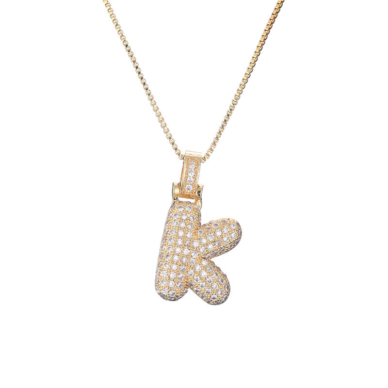 14k Diamond Dazzle Bubble Initial Necklace
