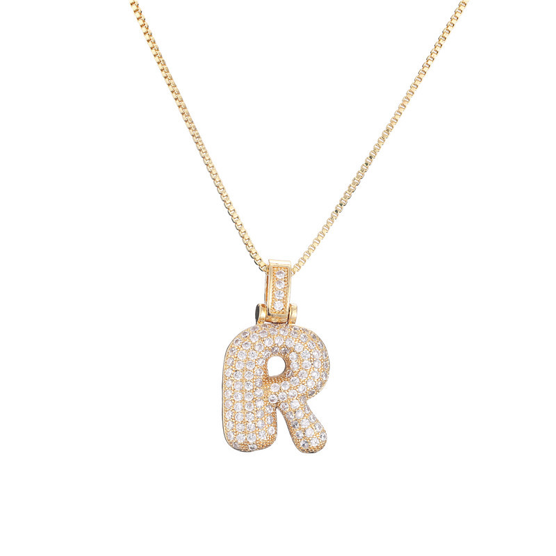 14k Diamond Dazzle Bubble Initial Necklace