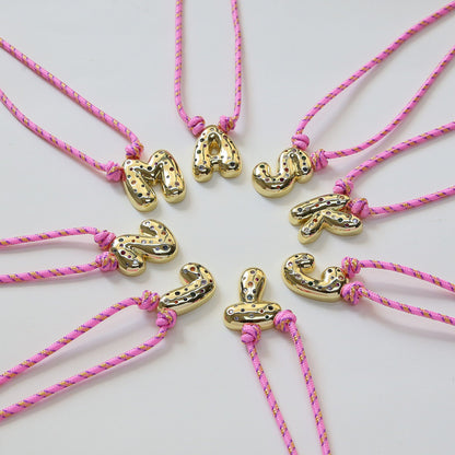 Chunky Gemstone Accented Initial Rope Necklace
