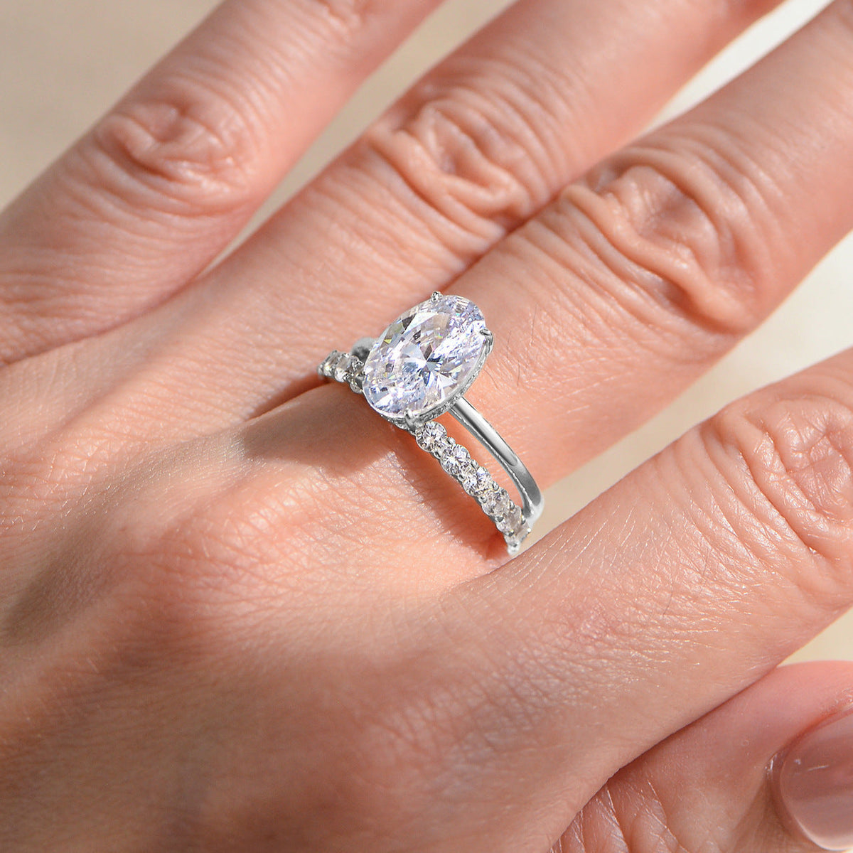 S925 2pc 4.5CT Solitare Oval Ring