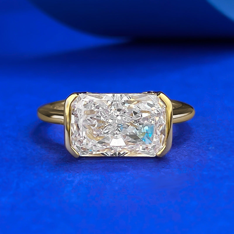 S925 East-West Emerald Cut Ring