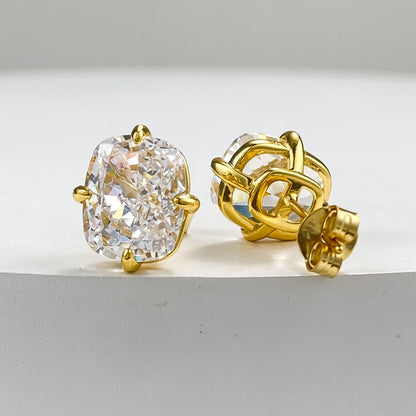 Chunky Rectangle Diamond Stud Earrings