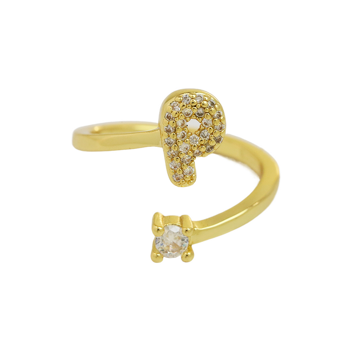 Dainty Bubble Diamond Wrap Initial Ring