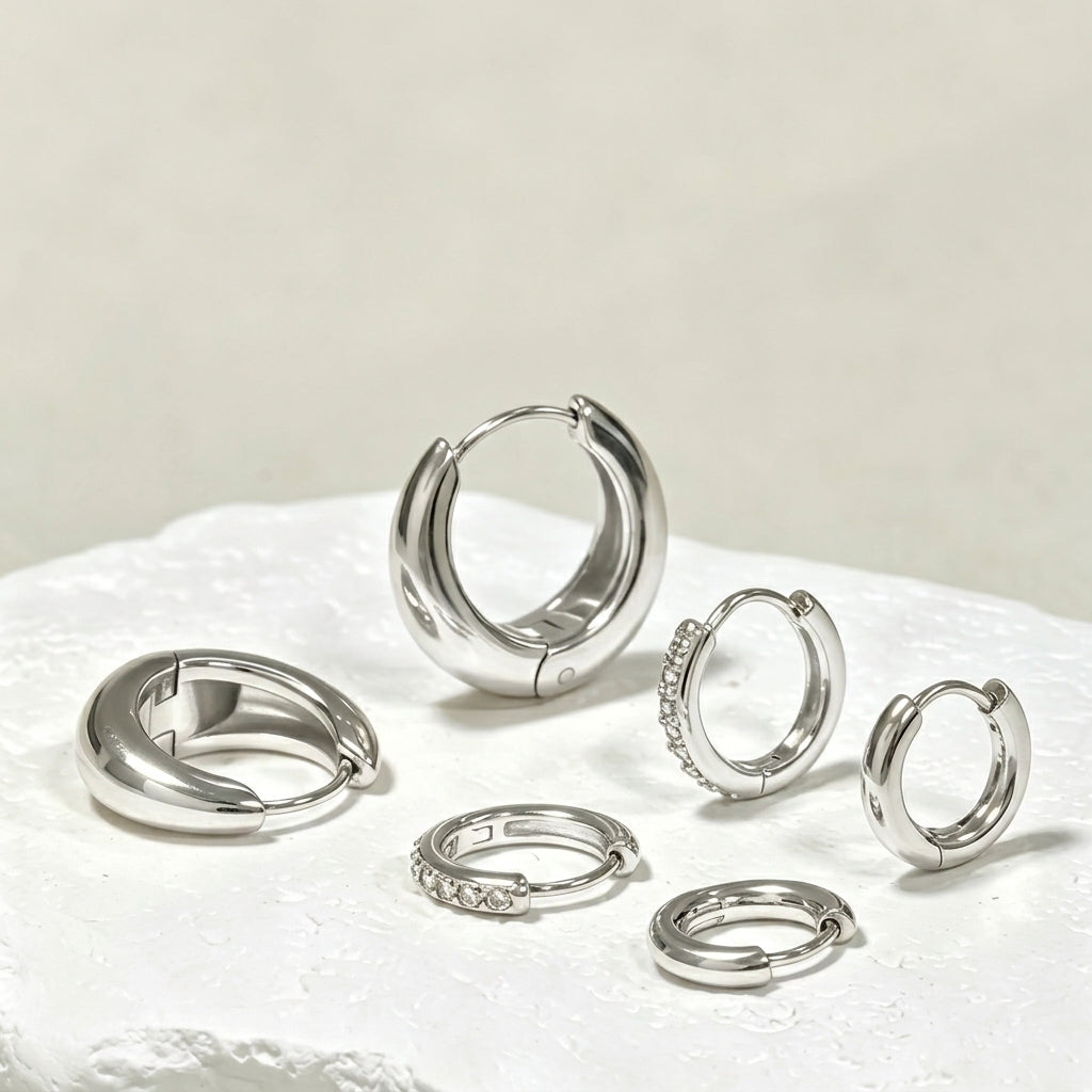 3 Pair 14k Dainty Hoop Earrings Set