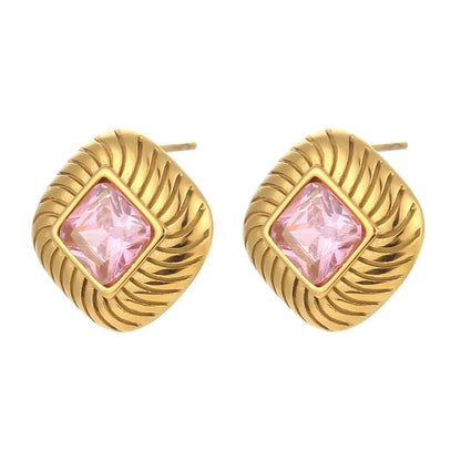Chunky Spiral Texture Diamond Accented Earrings