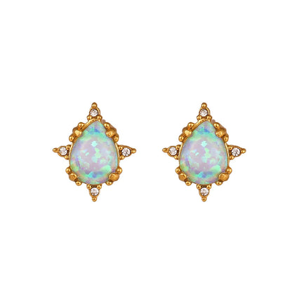 Dainty Iridescent Opal Necklace, Bracelet, Earrings