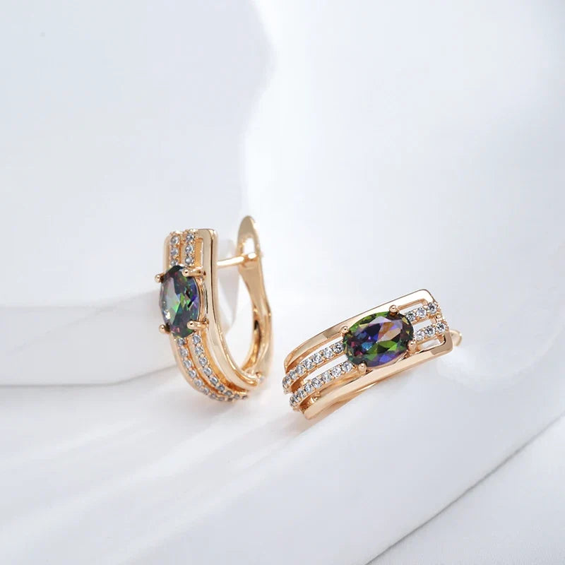 C Shaped Diamond Accented Centerpiece Earrings