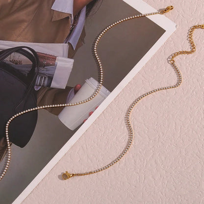 2mm Dainty Tennis Chain Bracelet and Necklace
