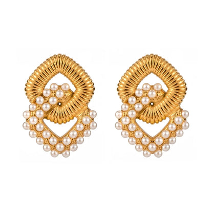 18k Textured Dual Squircle Earrings