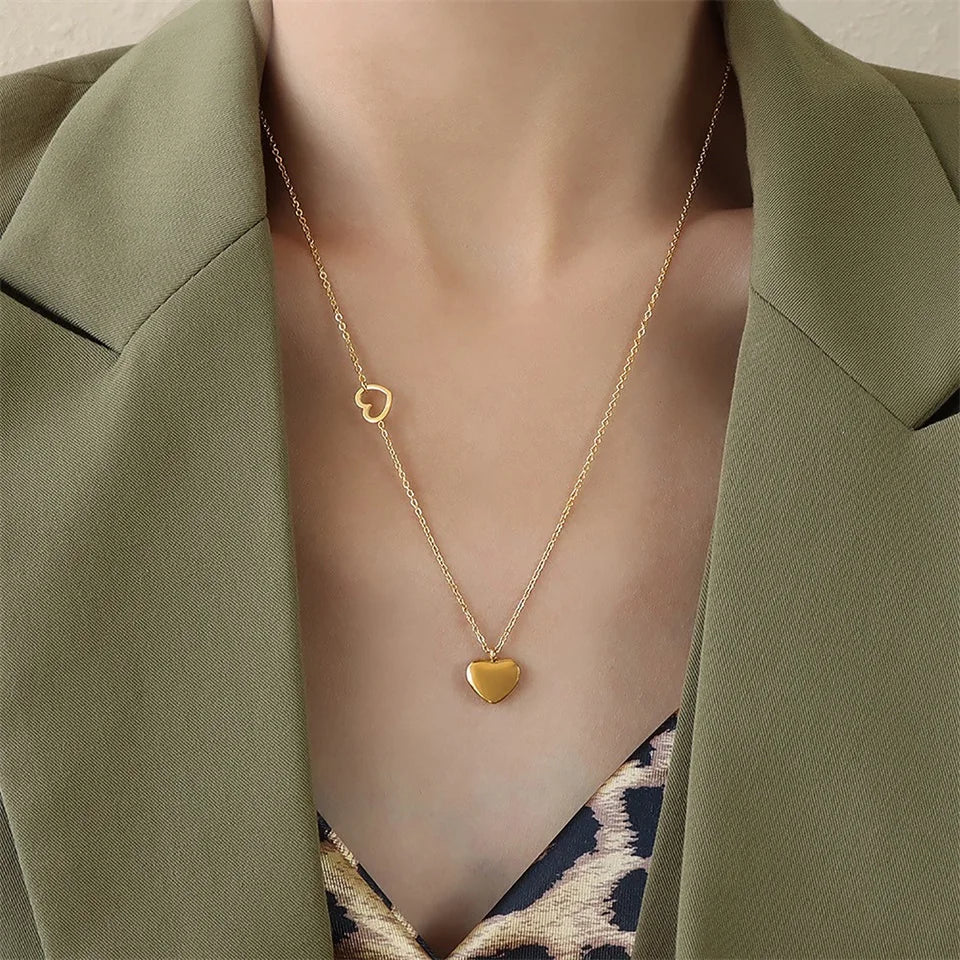 Dainty Heart Accented Heart Pendant Necklace
