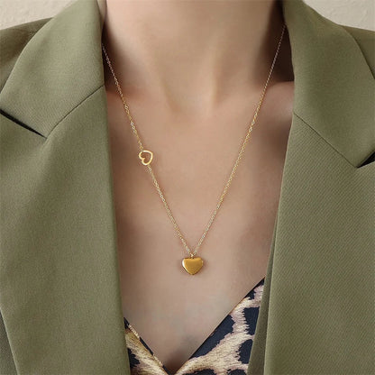 Dainty Heart Accented Heart Pendant Necklace