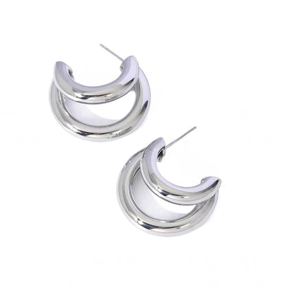 18k Crescent Outline C Shaped Earrings