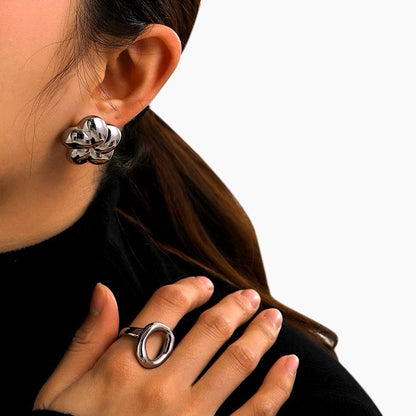 Spiral Bubble Floral Stud Earrings