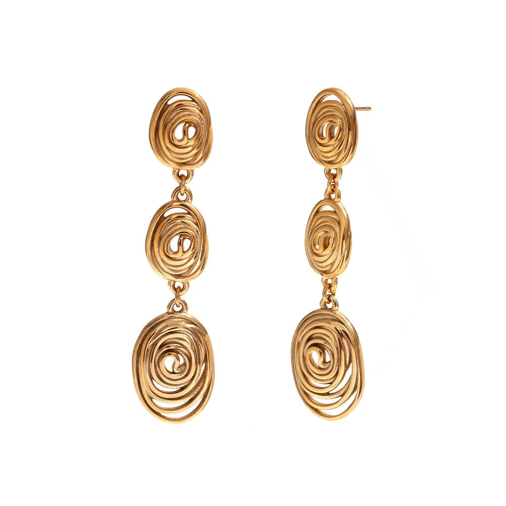 Classy Patterned Triple Dangle Earrings
