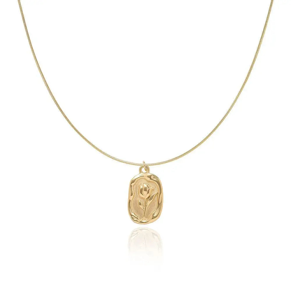 Feminine Tulip Floral Pendant Necklace