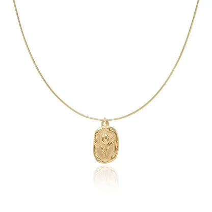 Feminine Tulip Floral Pendant Necklace