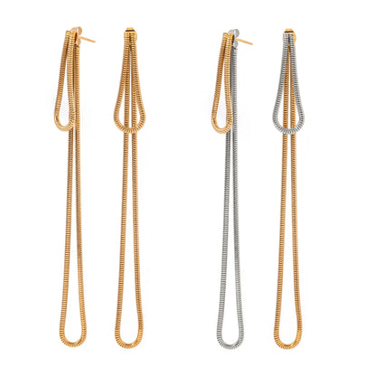 Classy Snake Chain Tassel Stud Earrings
