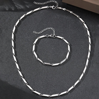 Modern Geometric Chain Necklace and Bracelet Set