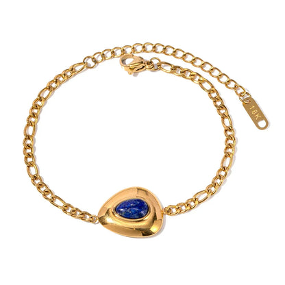 18k Figaro Chain Lapis Bracelet