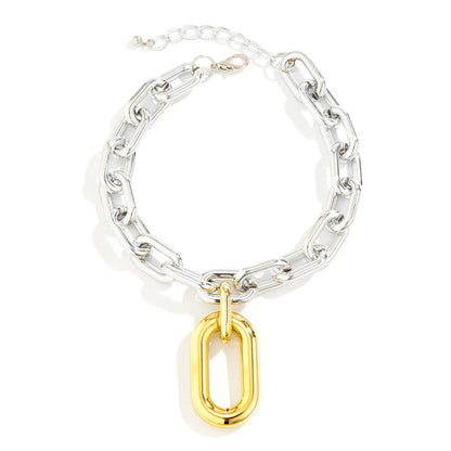 Chunky Two Tone Paperclip Bold Necklace