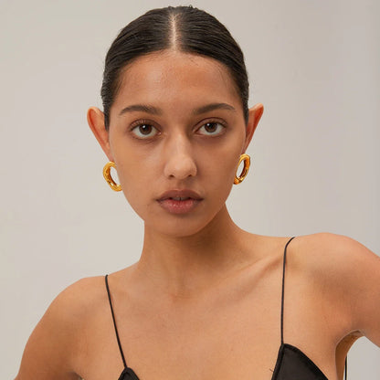 Open Oval Stud Earrings