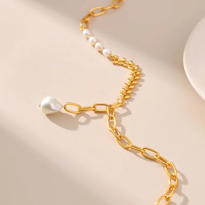 18k Minimal Mix Chain Lariat Necklace