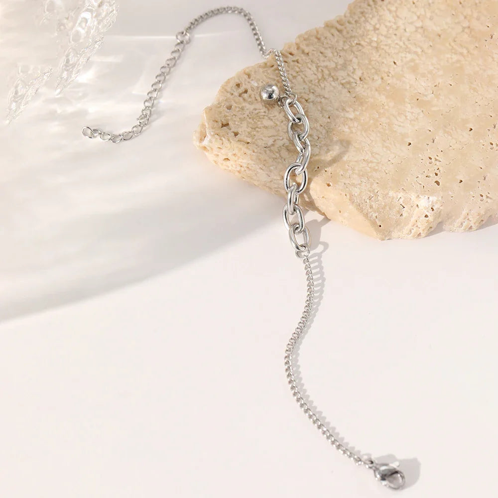 Dainty Curb & Bold Paperclip Chain Bracelet