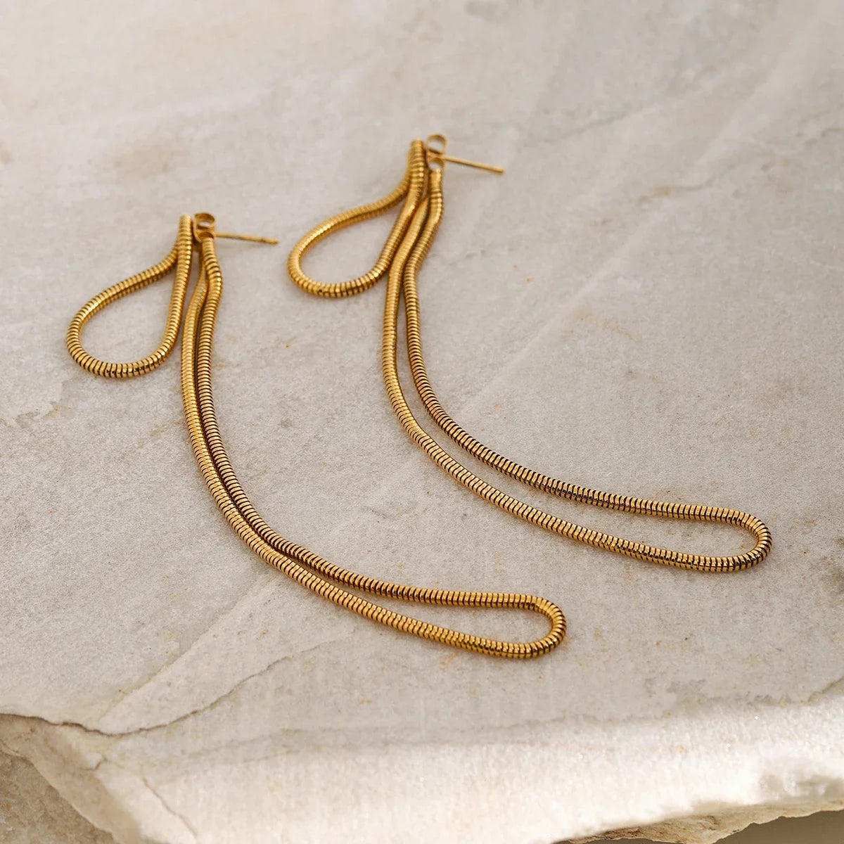 Classy Snake Chain Tassel Stud Earrings