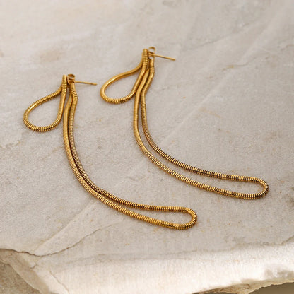 Classy Snake Chain Tassel Stud Earrings