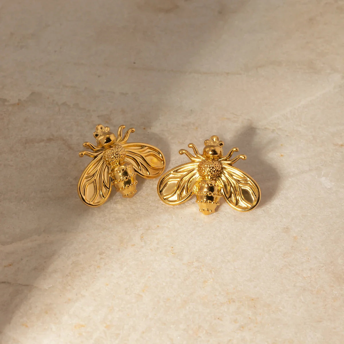 Dainty Gold Queen Bee Stud Earrings