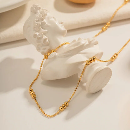 16k Dainty Triple Bead Accent Necklace