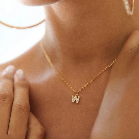 Dainty Zircon Letter Initial, Number, Symbol Chain Necklace