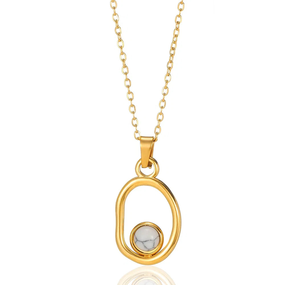 Dainty Circle Outline Stone Necklace