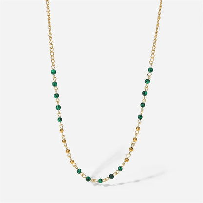 Dainty Gold & Malachite Stone Necklace