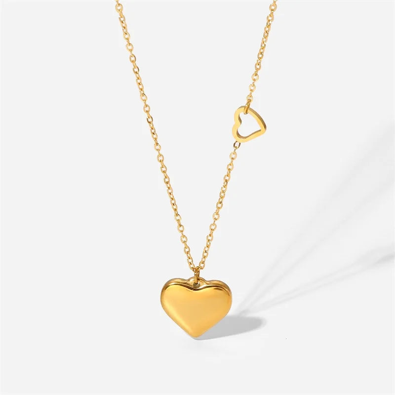 Dainty Heart Accented Heart Pendant Necklace