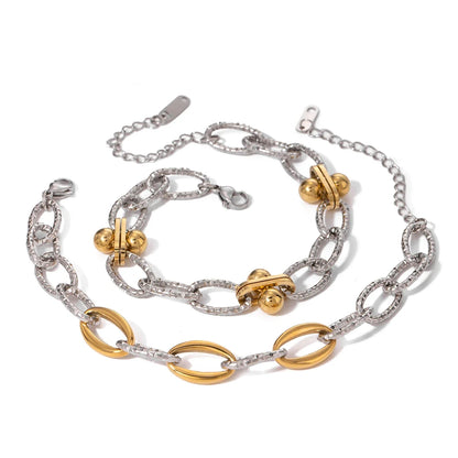Classy Two Tone Textured Silver Bracelet