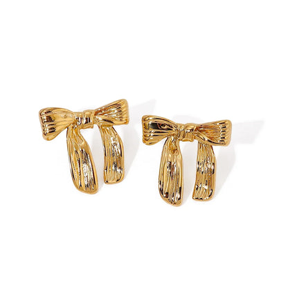 Feminine Textured Bow Earrings