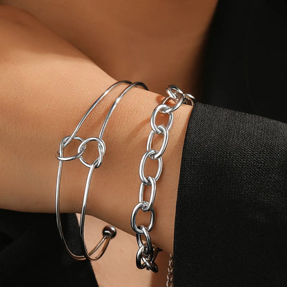 Dual Knot Paperclip Bracelet Stack