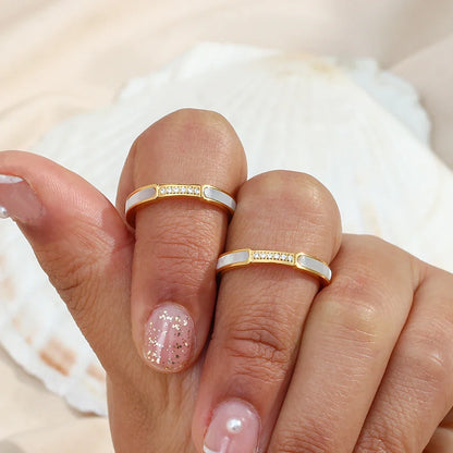 Dainty Shell Paved Dainty Diamond Ring