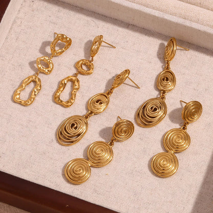 Classy Patterned Triple Dangle Earrings