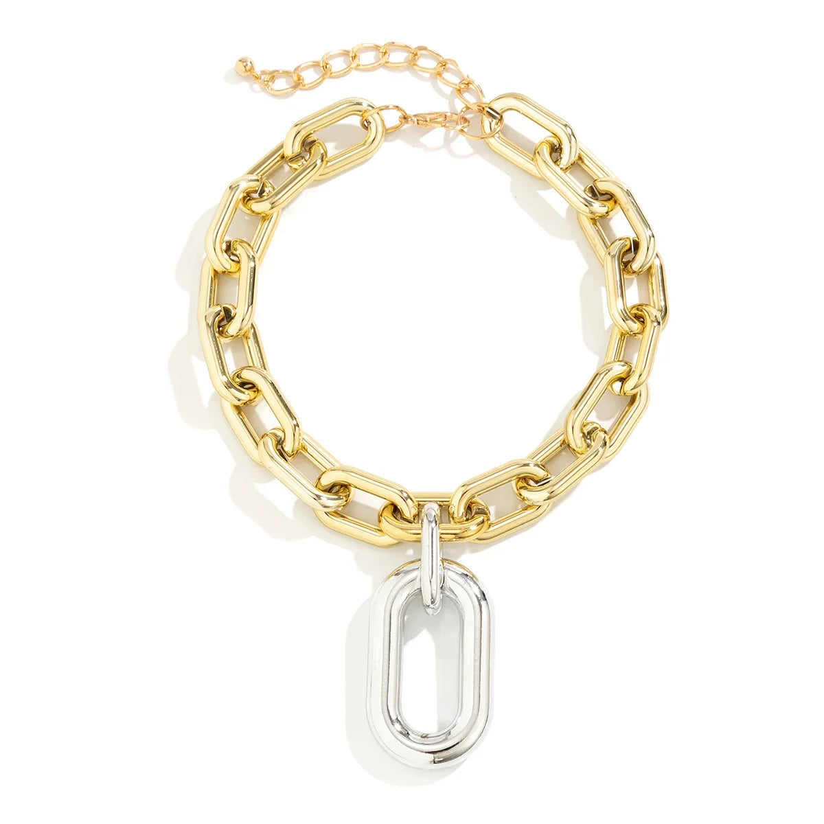Chunky Two Tone Paperclip Bold Necklace