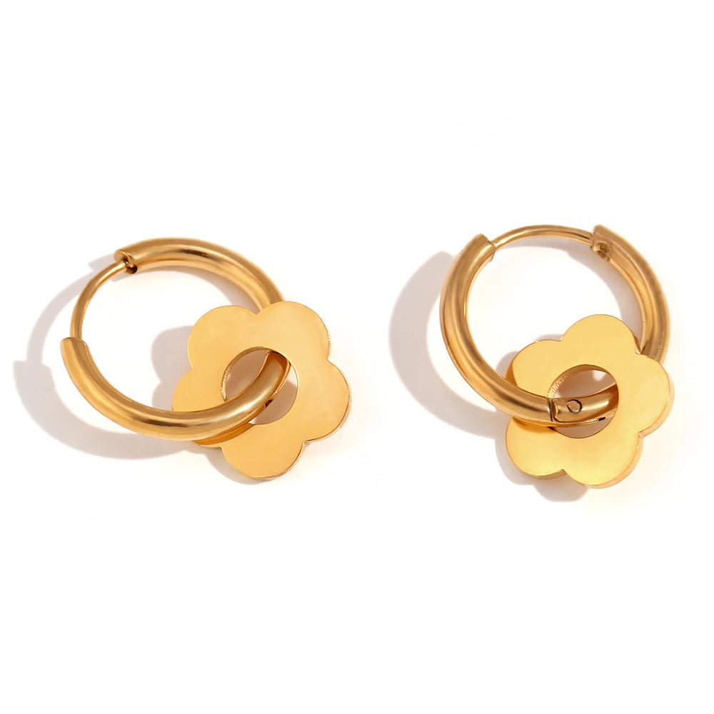 Dainty Floral Huggie Hoop Earrings