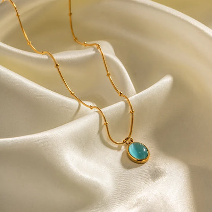 18k Blue Opal Satellite Chain Necklace