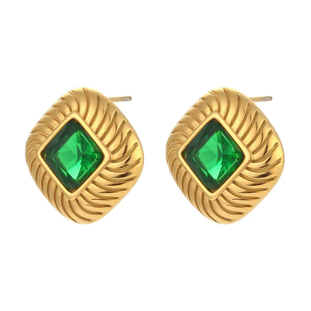 Chunky Spiral Texture Diamond Accented Earrings