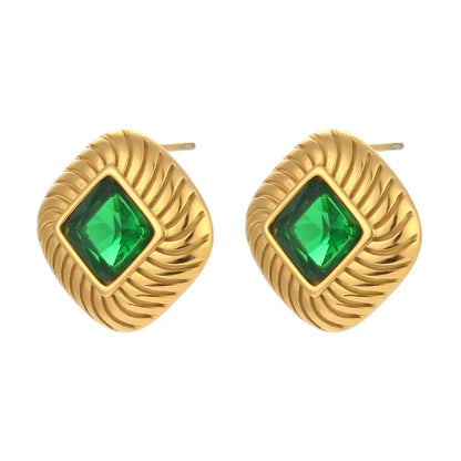 Chunky Spiral Texture Diamond Accented Earrings