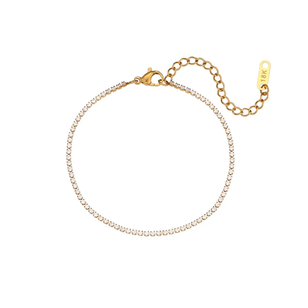 2mm Dainty Tennis Chain Bracelet and Necklace